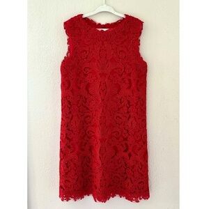 TADASHI SHOJI Kids Honeysuckle Corded Embroidery Christmas Party Dress Red Sz 10